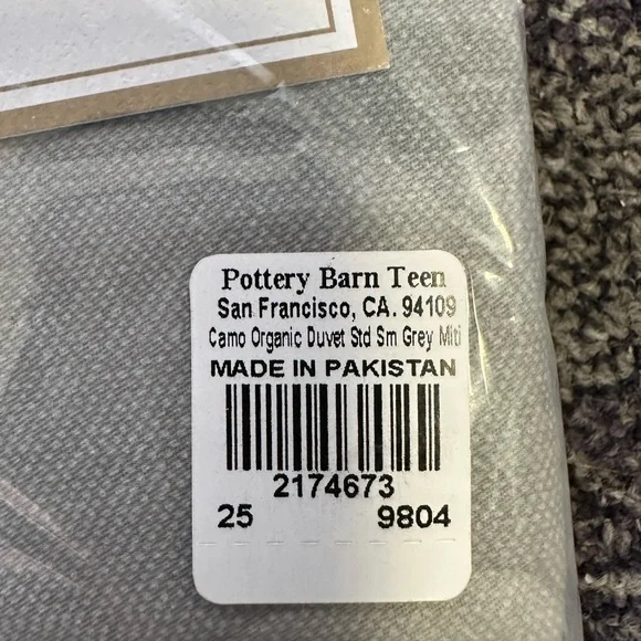 NIP Pottery Barn Teen Camo Organic Shams (2) Std Grey Standard 26x20 - Picture 4 of 5